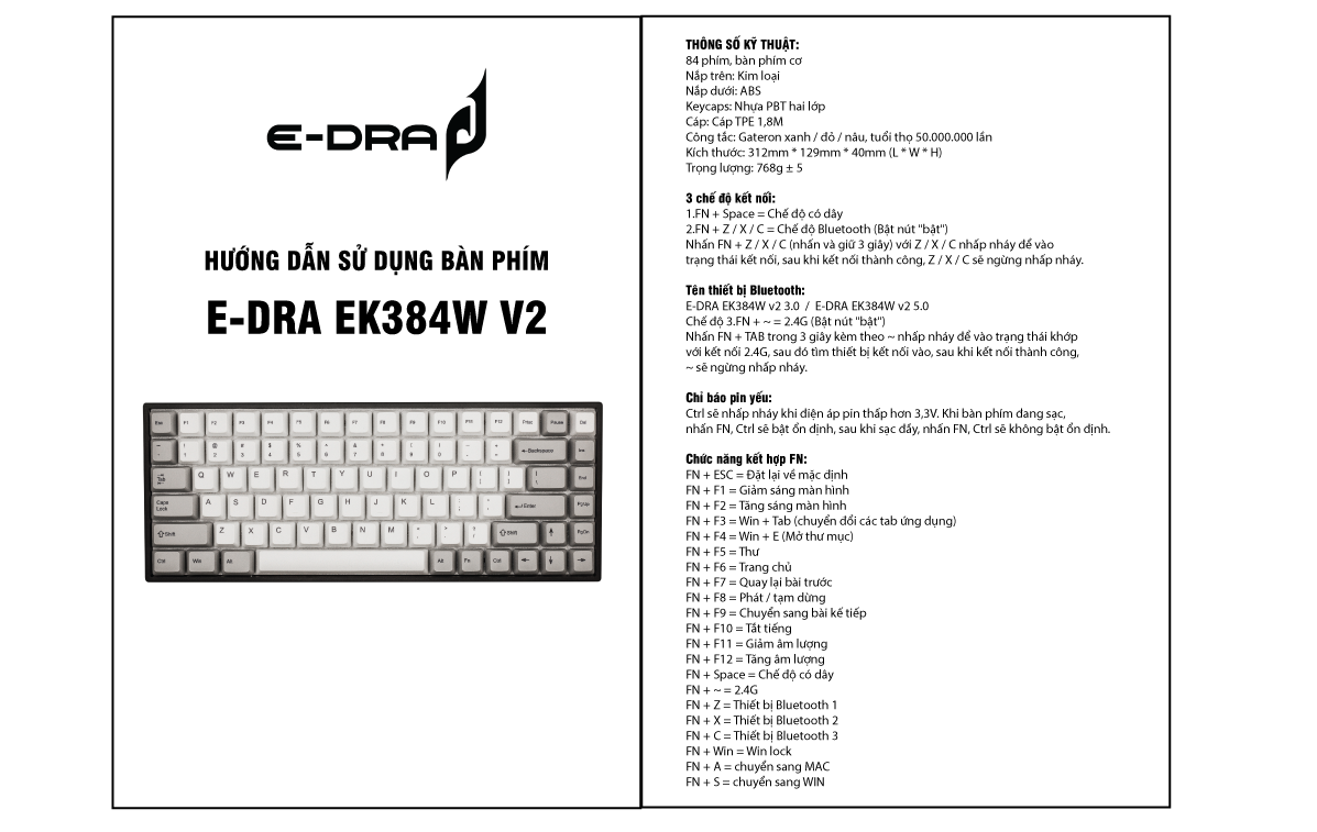 Hướng dẫn sử dụng e-dra ek384w v2