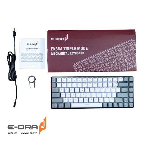 Bàn phím cơ không dây E-Dra EK384 Triple Mode Beta